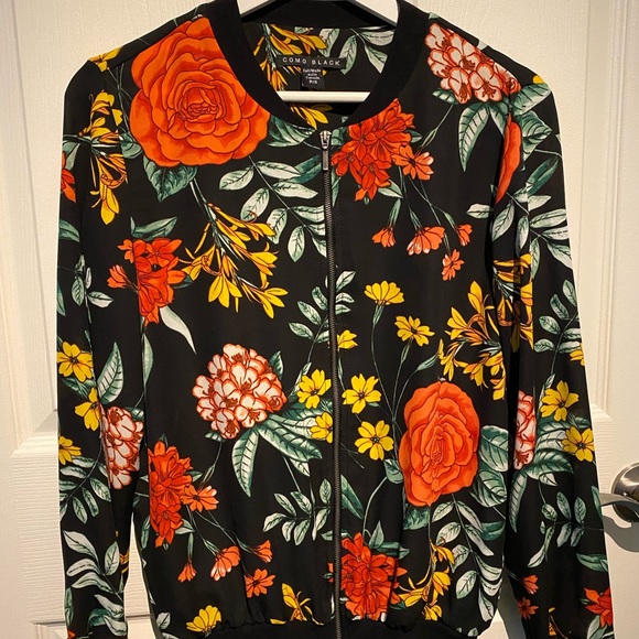 Sheer bomber jacket with a flower pattern - Picture 3 of 5